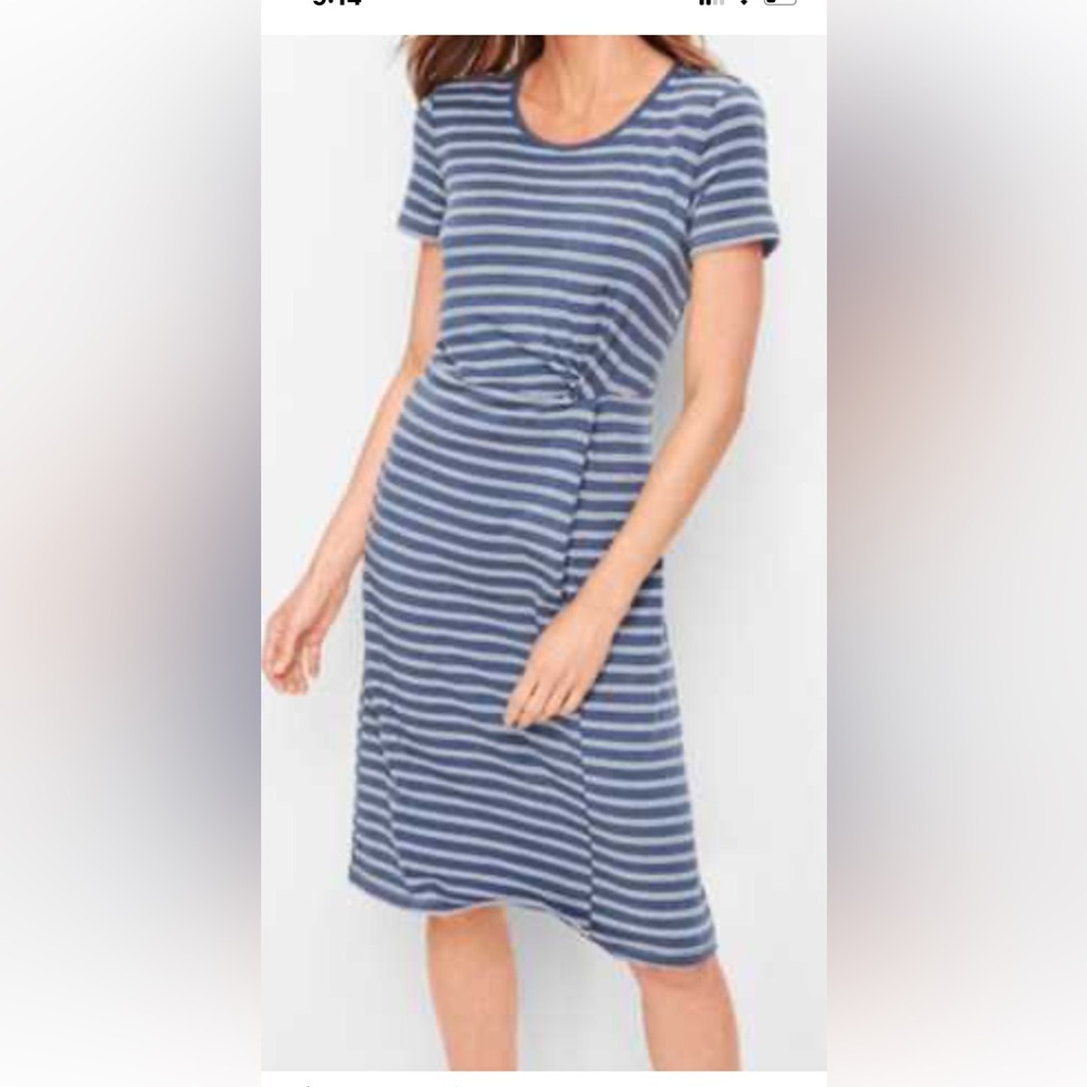 T By Talbots Blue & White Striped Midi Dress Size Medium